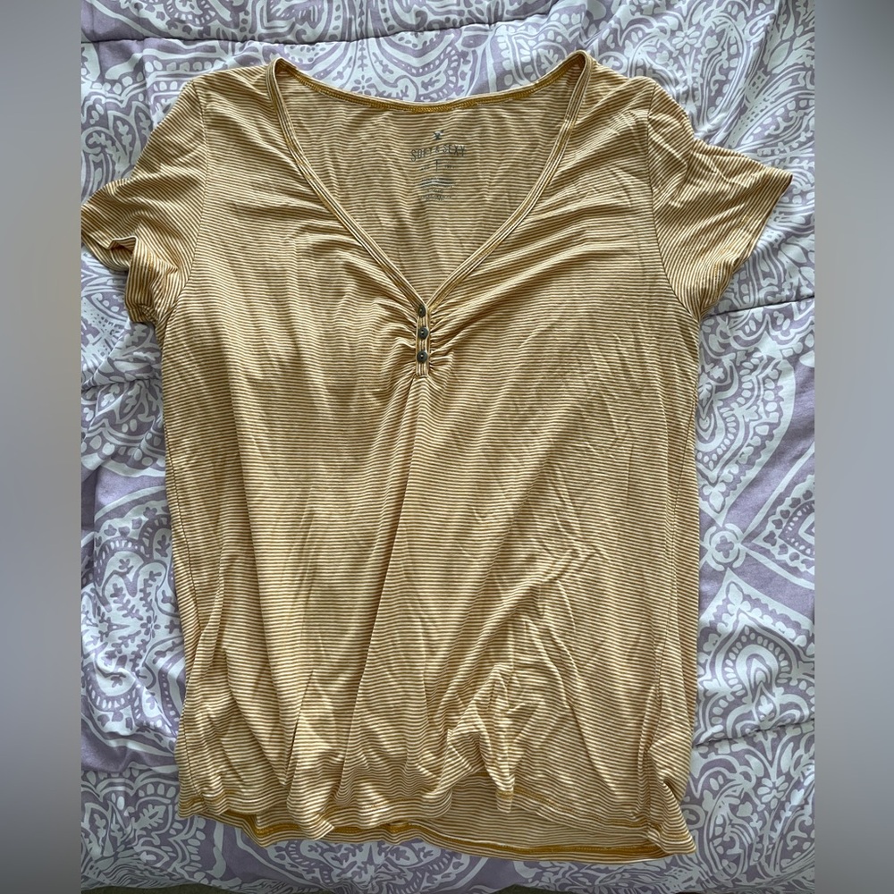 American Eagle Outfitters “Soft & Sexy” Striped Top - Yellow size large